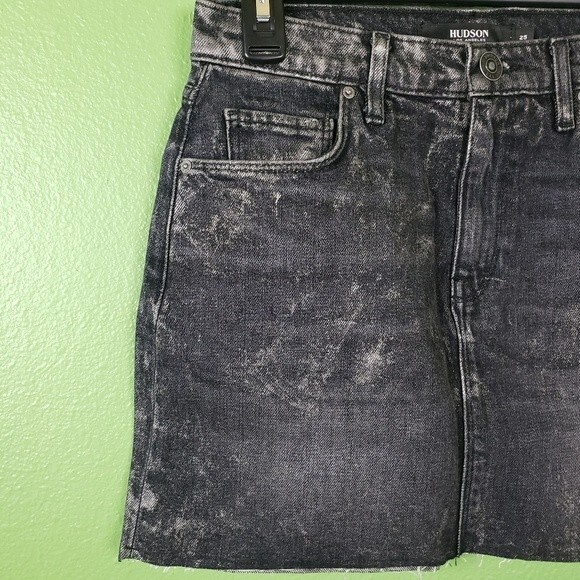 Hudson Black Mini Skirt Acid Silver Glitter Wash Size 25 - Picture 5 of 10